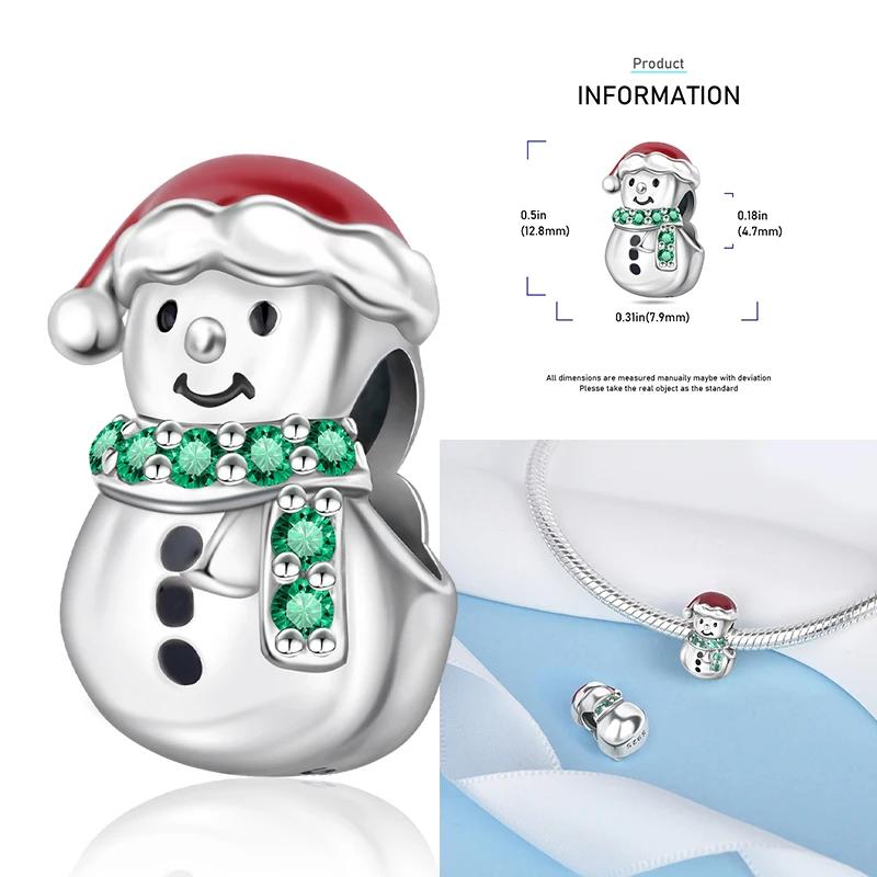 Christmas Charms Copper Elk Santa Claus Bead Snowflake Bell Snowman Charm Fit Original Bracelet Diy Jewelry