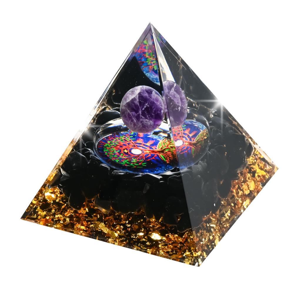 Orgonite Crystal Object, Orgone Pyramid Tower, Energy, Nature, Reiki, Healing, Chakra, 6cm x 6cm (20)