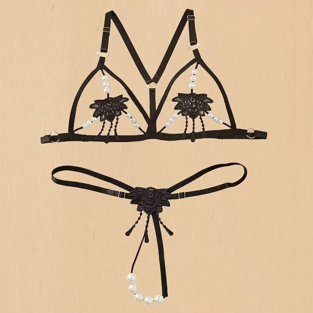 Adult Sexy Set Open Perspective Embroidered Erotic Bra Porn Panties Daring Lingerie Woman Products Sexy Ultra Hot