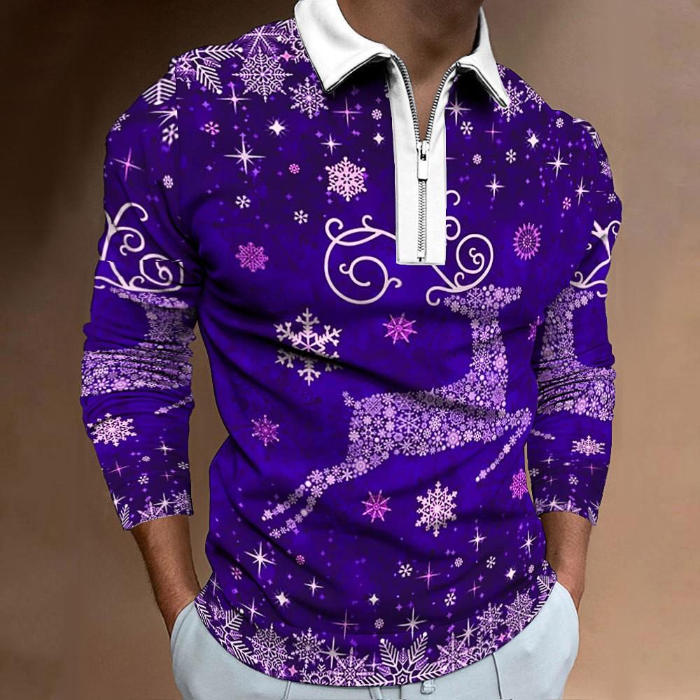 

Рождественская футболка поло для мужчин с графическим принтом, повседневная с лацканом, одежда для гольфа, мужская футболка, топы, модная спортивная с длинным рукавом, мужская одежда 3XL