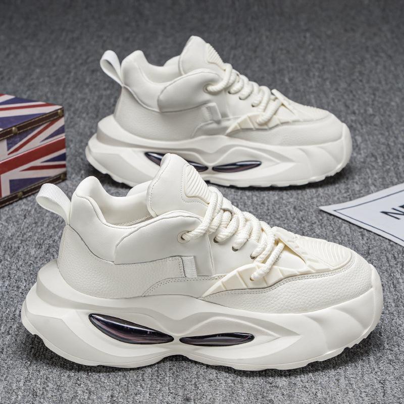 

2025 new men s shoes youth wear platform short casual sports shoes heightening dad shoes trendy little white shoes 44 білий