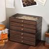 Transparent Window Wooden Jewelry Box Rings Necklace Jewelry Storage Case  Vacation