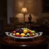 Serving Platter with Feet Silver Handles Floral Ornate Metal Tray for Hosts,