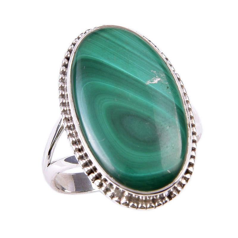 Natural Malachite Gemstone 925 Solid Sterling Silver Jewelry Ring Size 10 O7o40