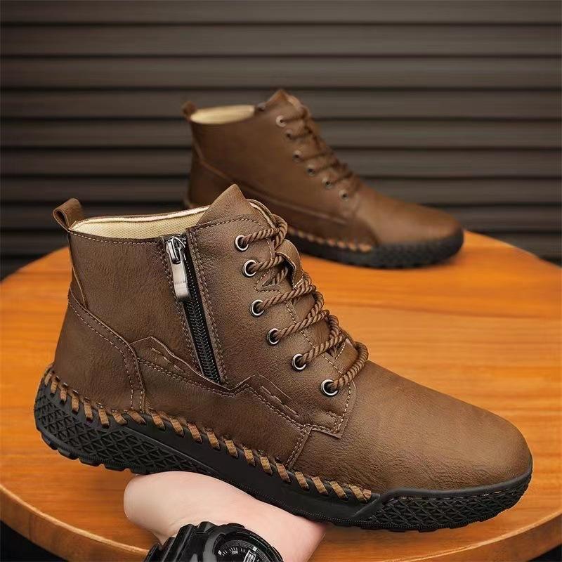 

Side Zipper Men s Martin Boots 2024 New Leather Sports Tooling Boots Outdoor High Top Shoes Men s Large Size Leather Shoes 46