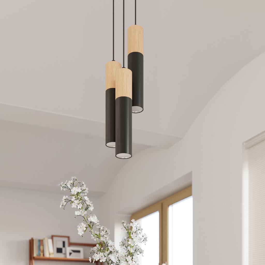 Lampa Wisząca Bloko 1 Gu10 Naturalne Drewno Wood Lumilo 06.183.32