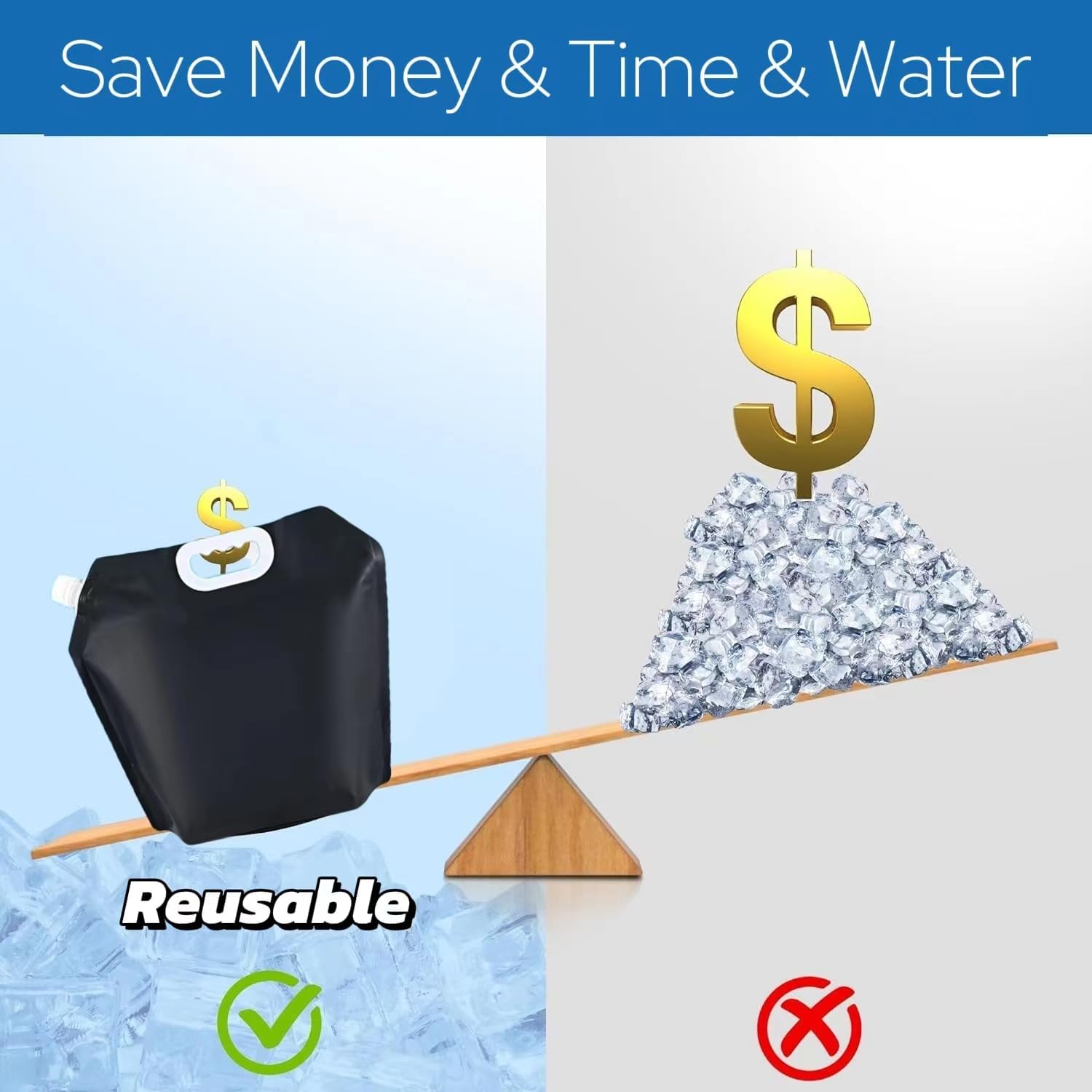 Ice Bath Bags, 5L Black Reusable Cold Plunge Tubs Water Chiller, Leakproof Portable Freezer Water Bags with Quick-Freeze Design, Home & Gym Muscle