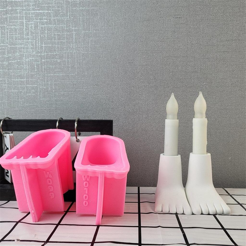 Foot Shaped Candle Holder Mold Flexible Silicone Candle Stand Molds Handmade Concrete Planter Cement Mold for Enthusiast