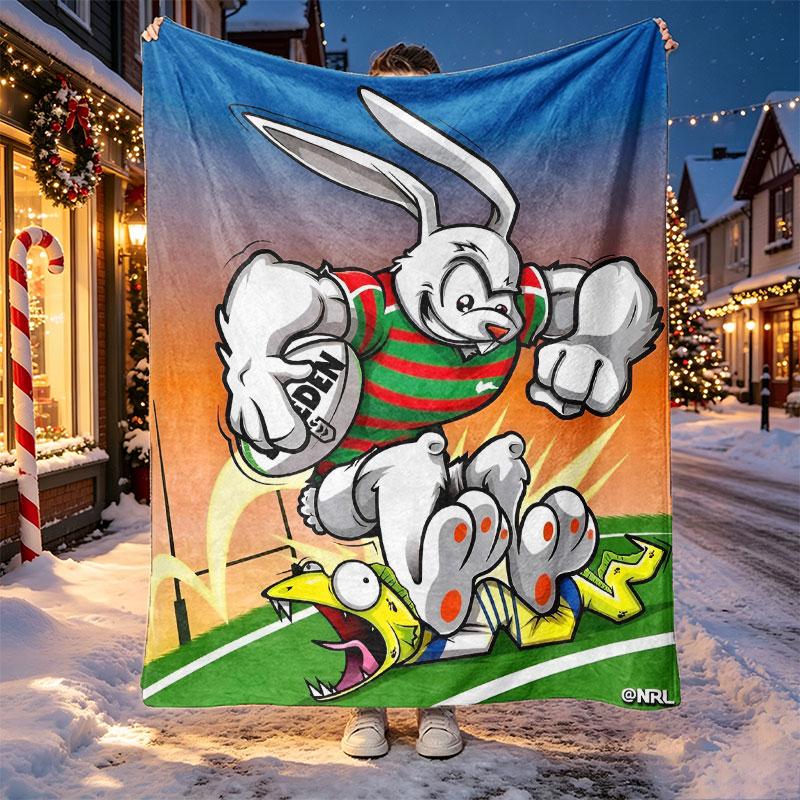 South Sydney Rabbitohs Pattern Blanket for Home Decoration, Bed, Sofa, Car Travel, Camping, Suitable for All Seasons, Birthday Christmas Gift
