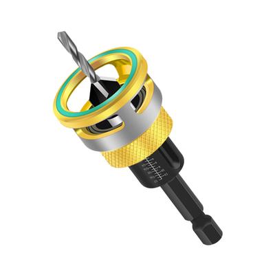 Countersink Drill Bit Set M2 High Speed Steel 4 Pieces with Adjustable Depth Stop for Wood Aluminum Decorative
