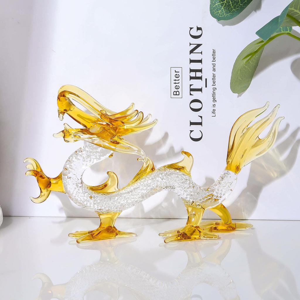 Kertari Zodiac Dragon Figurine Crystal Good Luck Dragon Figurine Feng Shui 2024 New Year Dragon Figurine Interior Good Luck Charm Multicolor [Genuine]