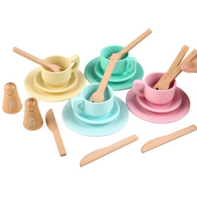 Nachmittagstee Set Simulierte Küchenspielzeug Holz Kinder Spielhaus Rollenspiel Tee Set Zubehör für Kinder Früherziehung