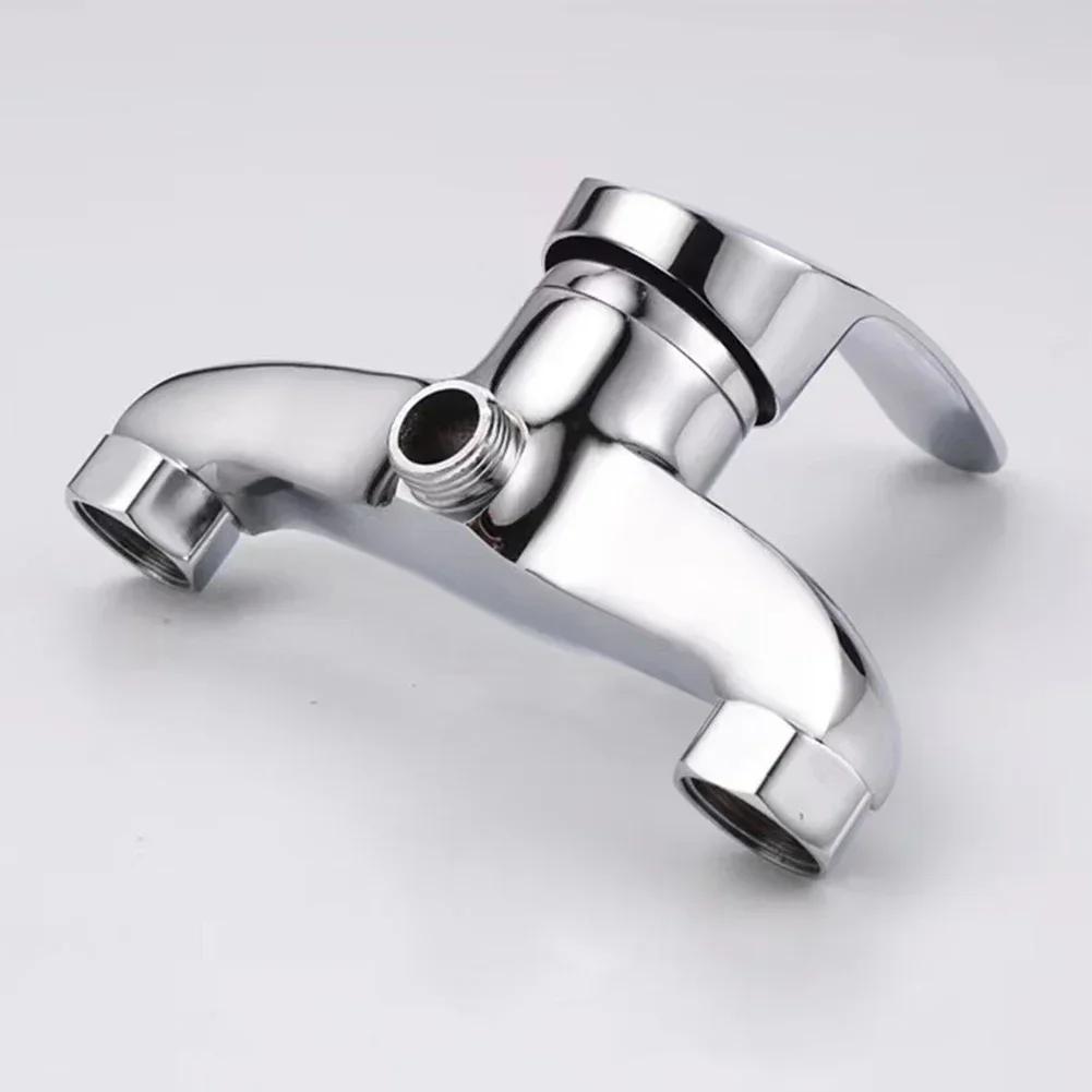 G1/2in Polished Chrome Finish Wall Mounted Bathroom Bathtub Shower Tap Mixer Faucet Lifting Type Zinc Alloy Shower Faucet Holder