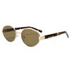 European and American retro-style, vintage-inspired metal oval sunglasses for women, offering sun protection and a sophisticated, Hong Kong-style