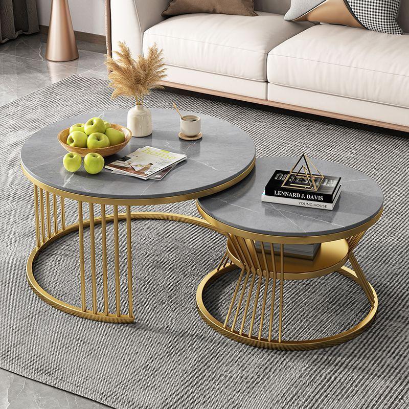 Modern Minimalist Round Coffee & Side Table Set for Small Apartments
