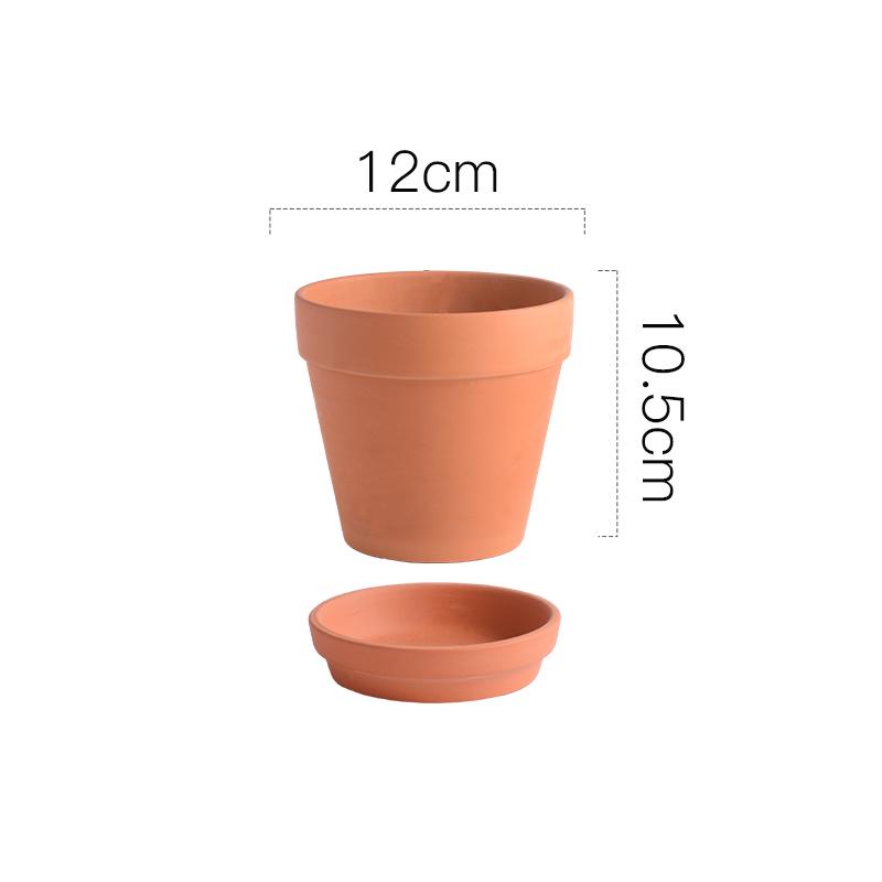 Terracotta Nordic Ceramic Flower Pot with Tray - Large, Coarse Pottery for Succulents and Pothos