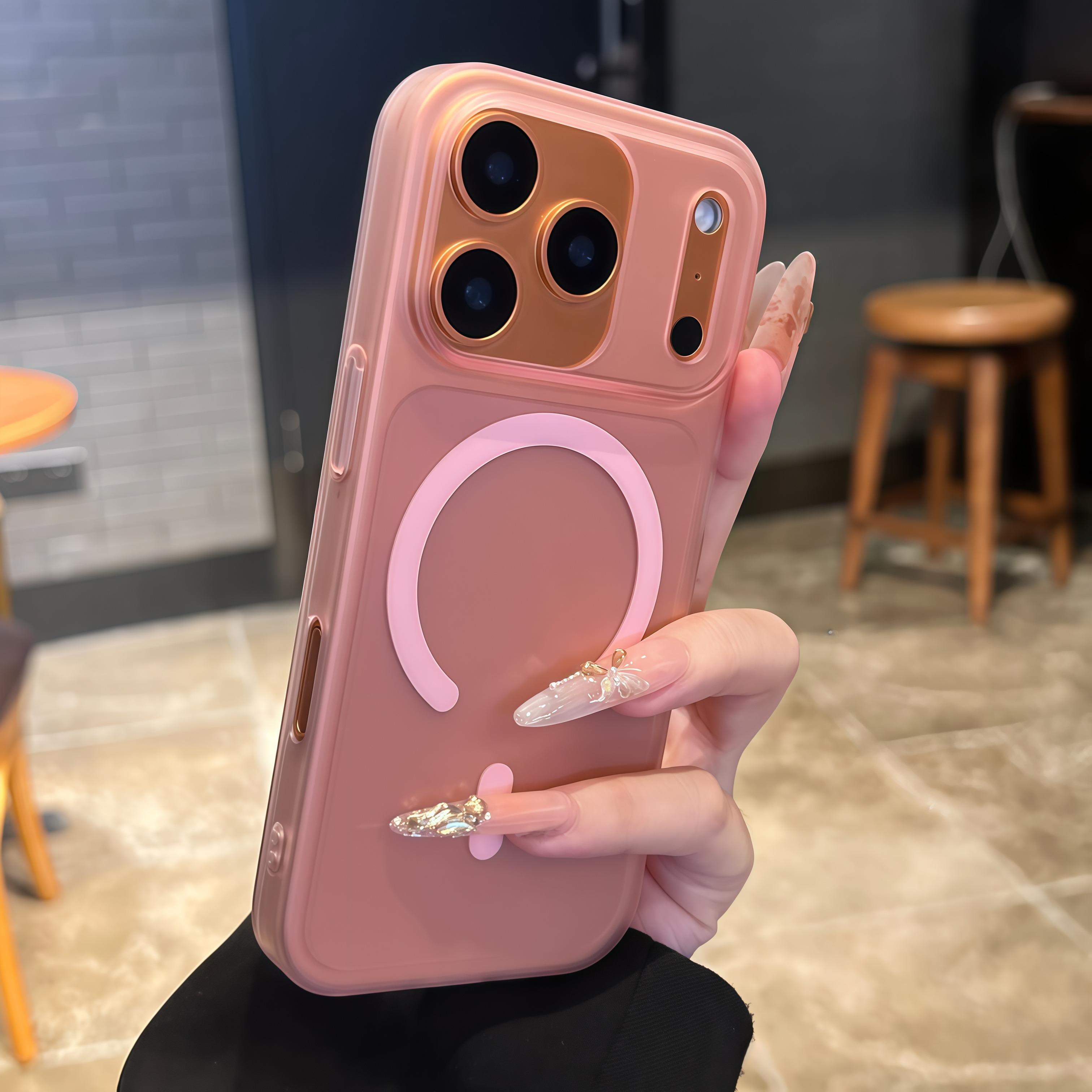 

for Magsafe Matte Hard PC Case for iPhone 17 16 15 Pro Max Air 14 Plus 12 11 13 Magnetic Candy Color Ultra Slim Shockproof Cover iPhone Air розовый