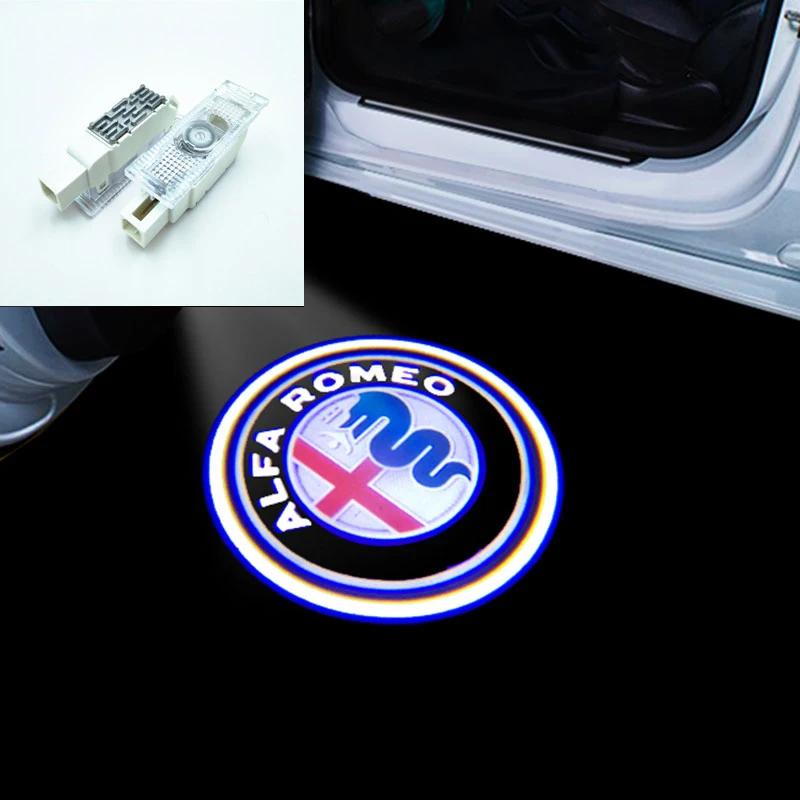 CYYPT1 Car LED Welcome Door Lights Emblem Accessory For Alfa Romeo 156 159 147 4C 8C 166 Giulia Giulietta Mito Stelvio Spider GT Tonale