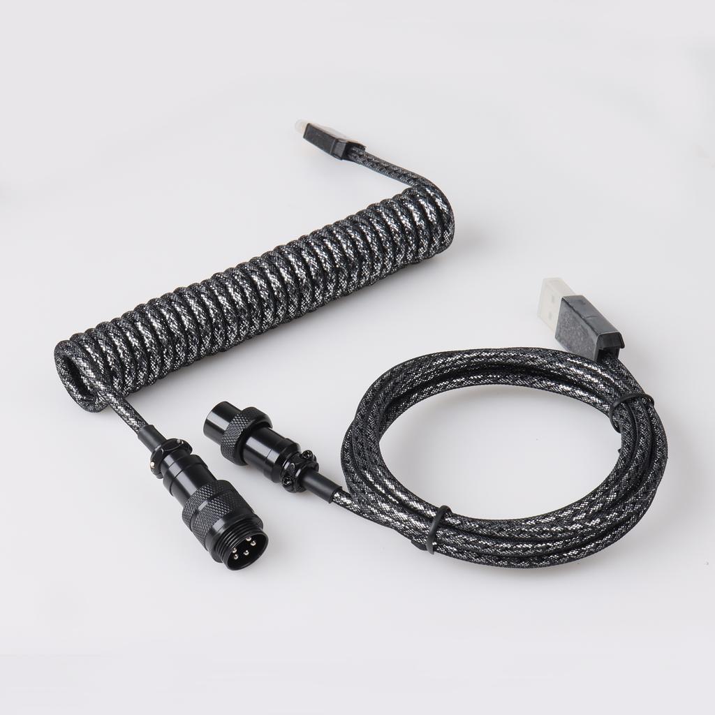 GX16 Coiled Keyboard Cable Type C Metal USB Coiled Cable for USB Keyboard
