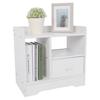 Bedroom Bedside Table Night Stand Cabinet with Drawer Home Storage Organizer (White)