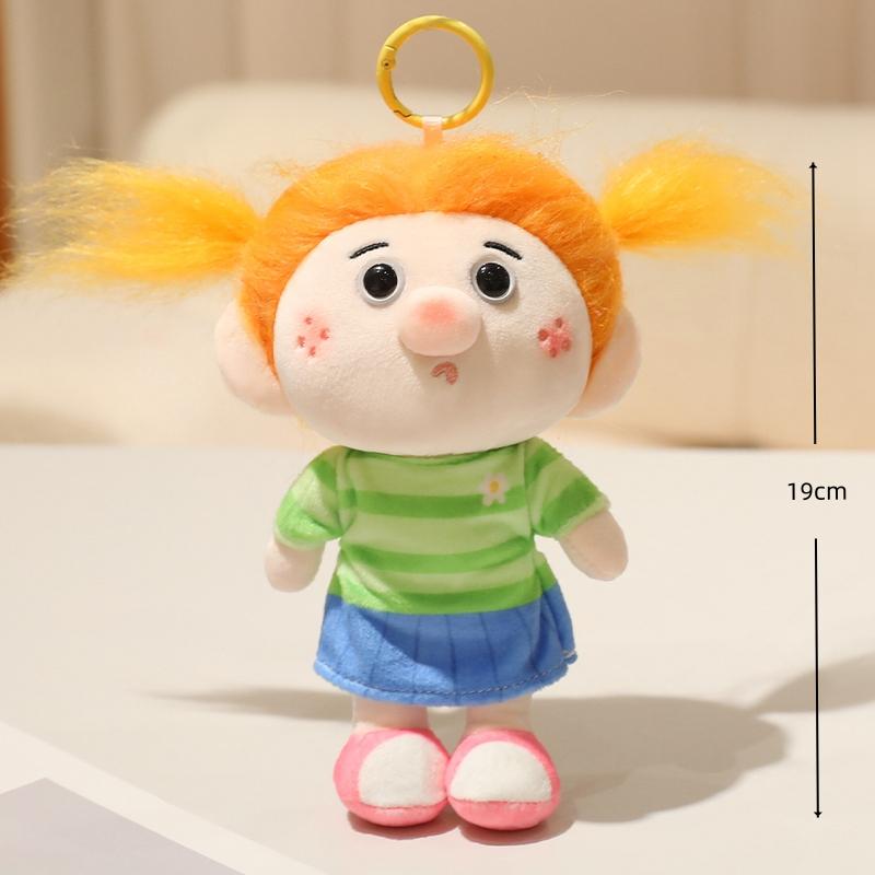 Cute Curly Hair Family Plush Keychain Toy Cartoon Figure Stuffed Doll Bag Hanging Decoration Kids Accessory Gift