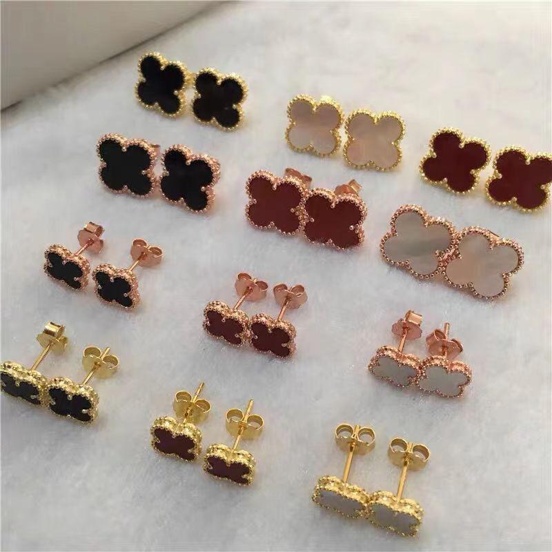 Dört Yapraklı Yonca Mini9mm Küpelerin Yüksek Versiyonu Kadın 18k Hafif Lüks Ins Moda Zarif Yüz Eşleşen Küpeler