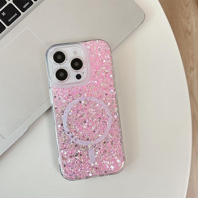 

Epoxy glitter sequins are suitable for Iphone16Promax magnetic mobile phone case Apple 17 fashion 14 anti-drop 13 women iPhone 7/8/SE 2020