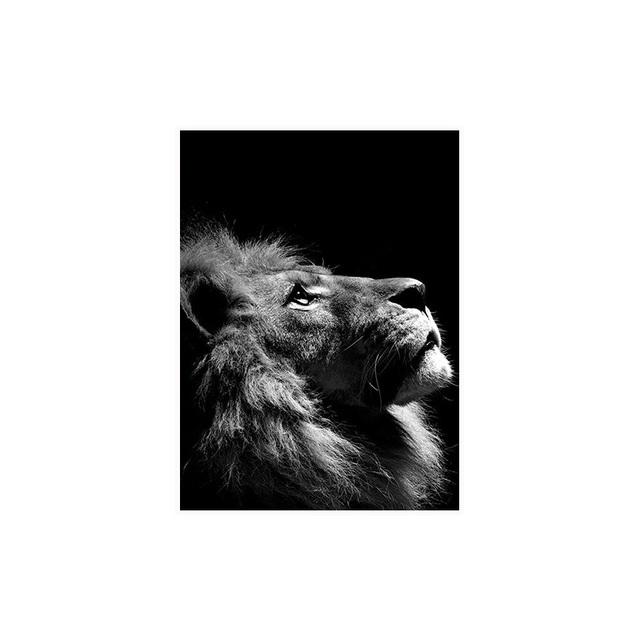 Rám z masivního dřeva Divoký lev Zvířecí plakát Umělecká reprodukce Nástěnné obrazy Severská černobílá malba na plátně Obývací pokoj Minimalismus Pop Art Domácí dekorace