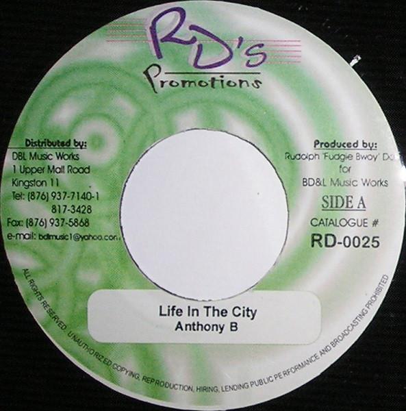 

7inch Record ANTHONY B Life In The City RD0025 RDs Promotions 2002 Jamaica Reggae Ska Dub Used