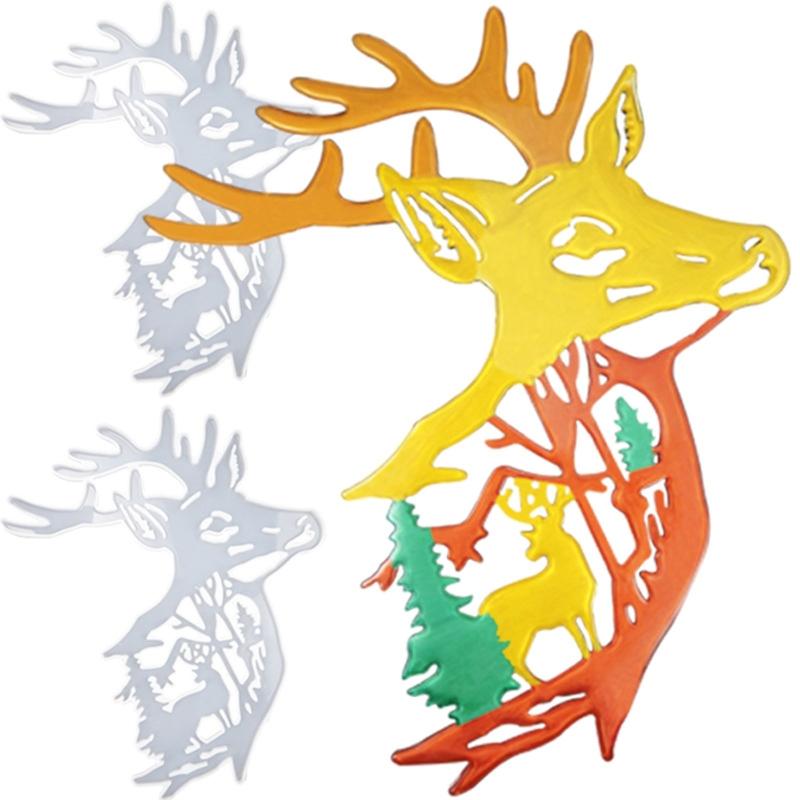 2Pcs Elk Resin Molds Christmas Deer Silicone Molds Animal Epoxy Casting Mould for Wall Hanging Mount Decor DIY Crafts