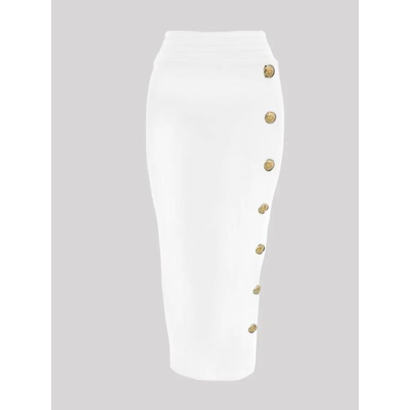 Button Up High Waisted Slim Fit Skirt Button High Waist Figure Flattering Sheath Skirt