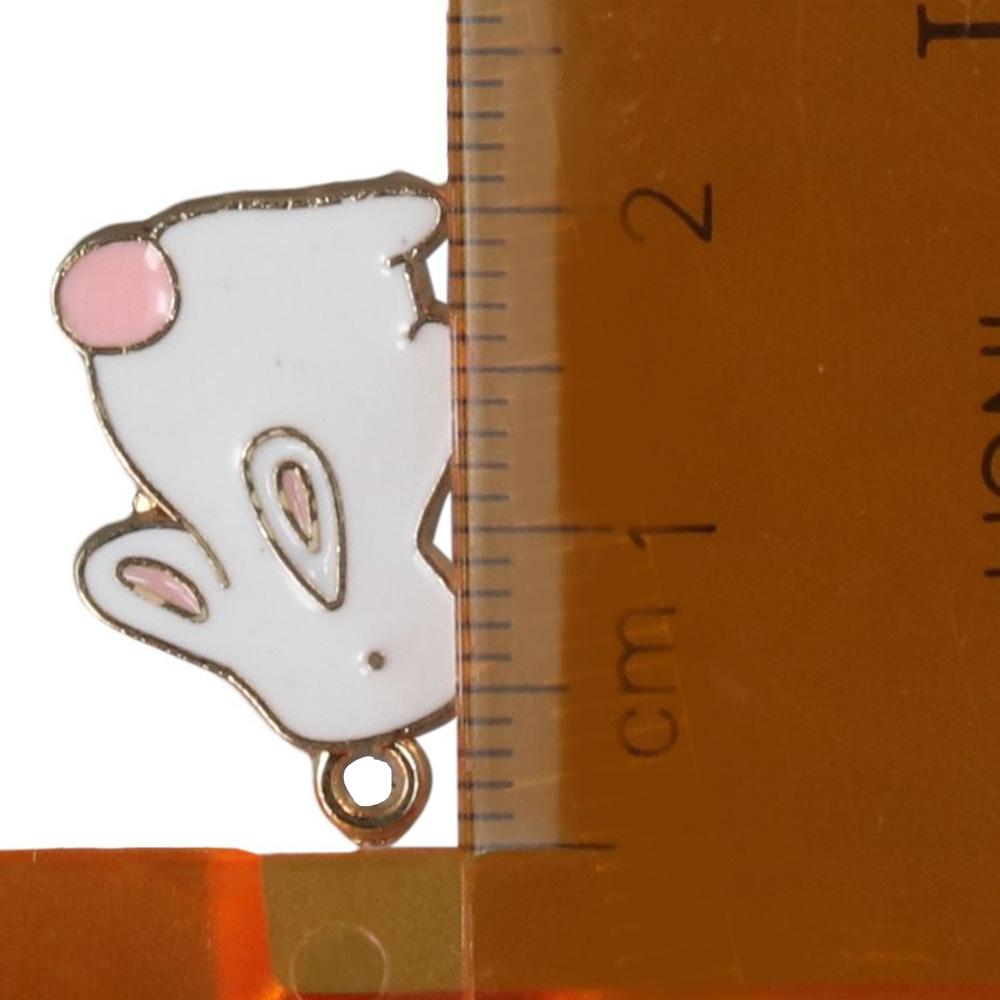 White Enamel Rabbit Charms Bulk Easter Bunny Charms Kawaii Animal Alloy Charms  For Jewelry Making