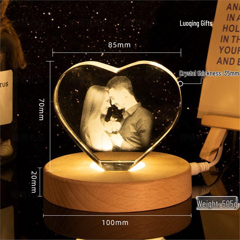 3D Crystal Engraved Photo Ornaments for Couples - Creative Festival Gifts