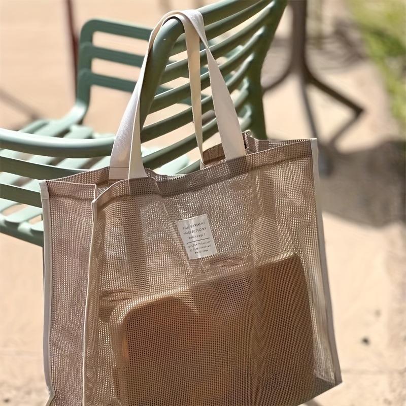 Sac à langer Ins Sac de plage Sac de rangement Grande capacité Natation Sports Sac de sport Sac à main Sac en maille creuse