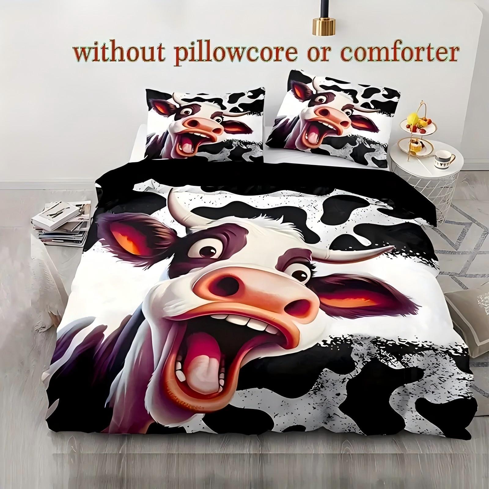 

Cartoon Cow Pattern 3D Printed Duvet Cover Set Animal Style Bedding Set Pillowcases Polyester Soft Comfortable Quilt Cover Set 135x200cm 2pcs