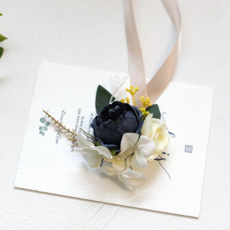 Umělé hedvábné květy růže Ženich Boutonniere Ženy Muž Špendlík Oblek Živůtek Svatba Knoflíková dírka Svatba Zápěstí Květina Party Dekor