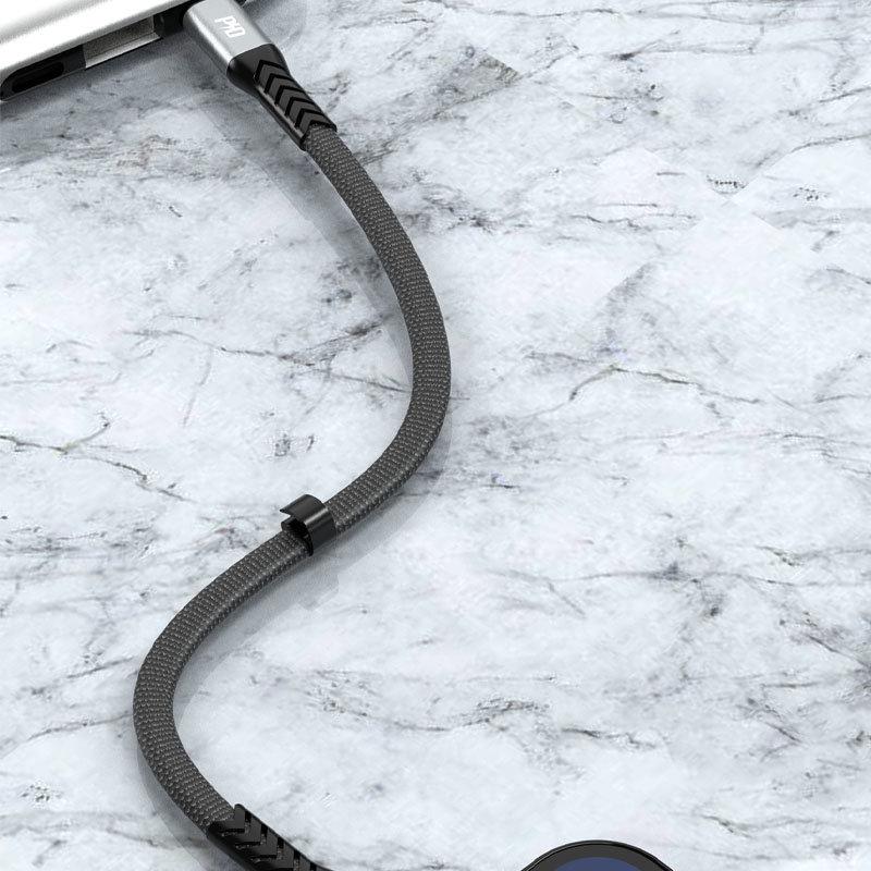 Flat cable short for iPhone USBC Lightning L10P PD 20W 23cm black