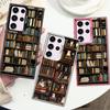 Phone Case for Samsung Galaxy S23 S24 S25 Ultra S20 S22 S23 FE Note 20 S21 Plus S24FE Shell Cover Vintage Bookshelf Kitten