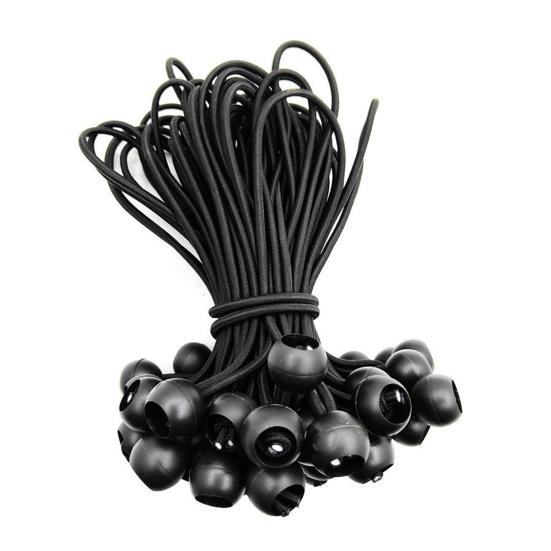 

15/40/60 шт. Эластичные шнуры с шариком Сверхпрочные Для улицы Кемпинг Палатка Тент Навес Брезент Крепежный шнур Устойчивая к УФ-лучам Эластичная веревка с пластиковым шариком 15cm 15 pcs чёрный