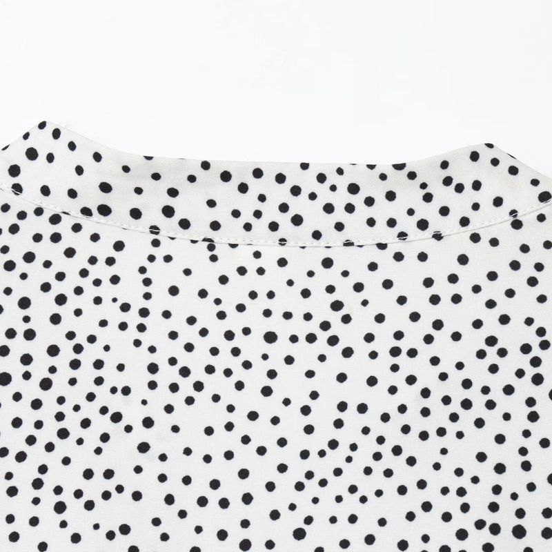Kaslead New Women clothes Western Style Fashion Can Be Rolled up Sleeve Polka Dot Shirts 8038903