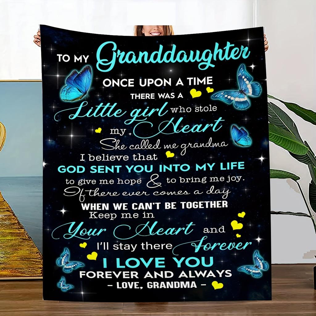 1 piece butterfly pattern envelope printed flannel blanket for my granddaughter grandma blanket, soft blanket nap blanket sofa b