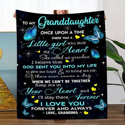 1 Piece Butterfly Pattern Envelope Printed Flannel Blanket for My Granddaughter Grandma Blanket, Soft Blanket Nap Blanket Sofa B