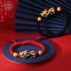 Dragon Knot Sterling Silver Color-Changing Pixiu Bracelet - Men's Woven Rope Pikachu Gift for Boyfriend