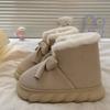 New Winter Warm Slippers Women Home Floor Shoes Soft Plush Lace-up Female Indoor Street Snow Boots Girls Platform Footwear