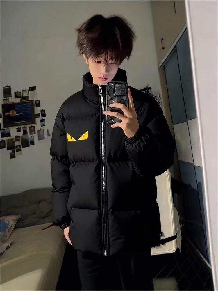 Unisex Kleines Monster Baumwolljacke: Teufelsauge Wintermantel – Trendy, Locker, Dick, Warm und mit Reißverschluss.