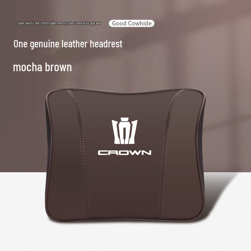 Genuine Leather Headrest & Lumbar Support for Toyota Crown Land Cruiser - Comfortable Neck Support & Decorative Accessory