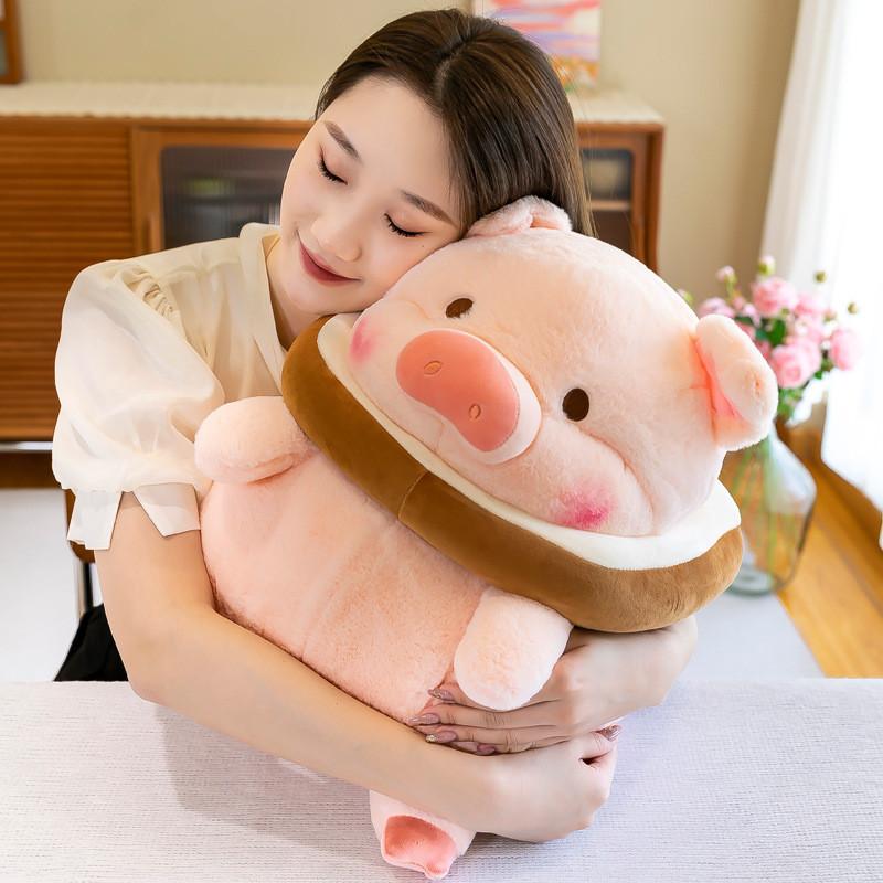 Adorable Plush Pig Doll Soft Crystal Velvet Toast Piggie Stuffed Animal Toy