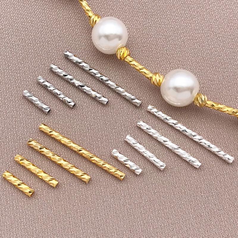 50pcs 18K Copper Plated True Golden Thick Silvery Platinum Batch Flower Connection Tube, DIY Bracelet Jewelry Making Accessories