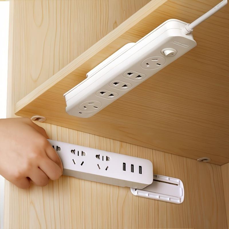 3/5 Pairs Ultra-Strong Adhesive Power Strip Holder No Drill, Space-Saving Wall Mount with Cable Management for Home & Office