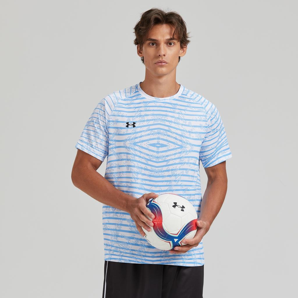 Under Armour Dopamine Print Simple Logo Sports Striped Crew Neck Short Sleeve T-Shirt Unisex Tops Blue 24500510-465